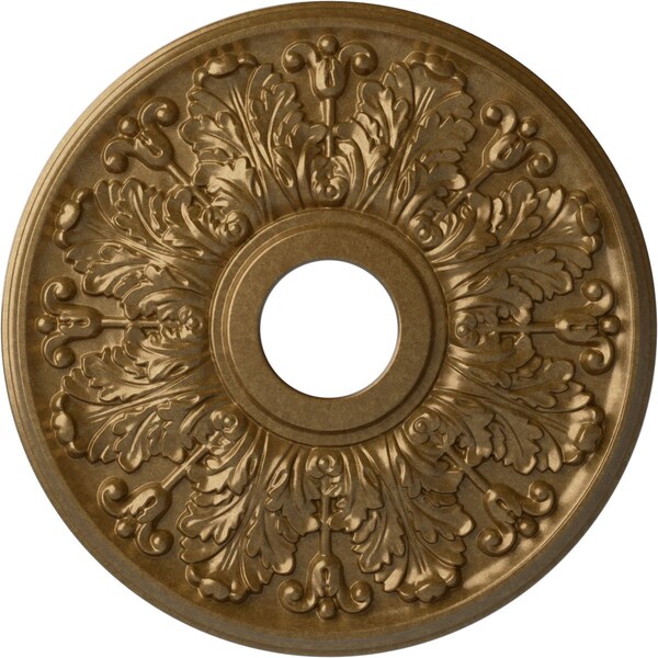 Ekena Millwork Apollo Ceiling Medallion (Fits Canopies up to 5 5/8"), 16 1/2"OD x 3 5/8"ID x 1 1/8"P, Pale Gold CM16APPAS - main